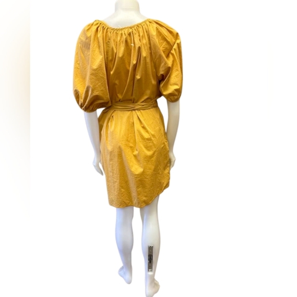 LC Lauren Conrad EUC Dress Yellow Light Puffy Button Down Belted Size Medium - Picture 3 of 7